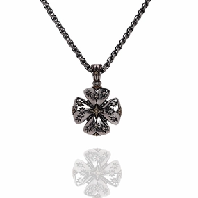 Konstantino Sterling Silver Morganites Maltese Cross Pendant Necklace