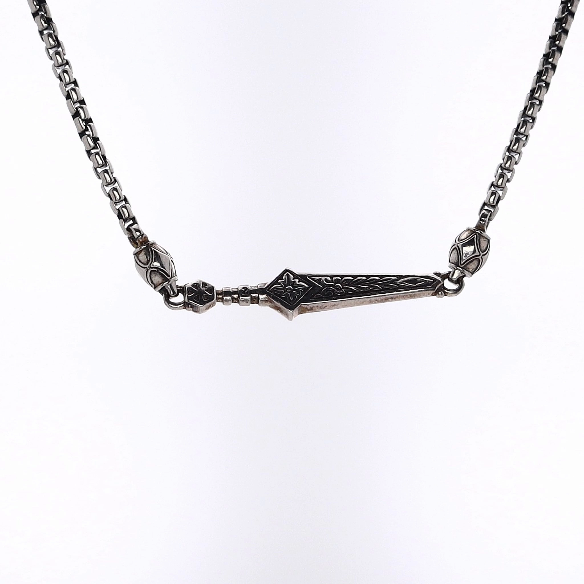 Konstantino Two-Tone Chevron Design Black Onyx and Spinel Necklace