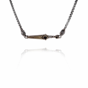 Konstantino Two-Tone Chevron Design Black Onyx and Spinel Necklace