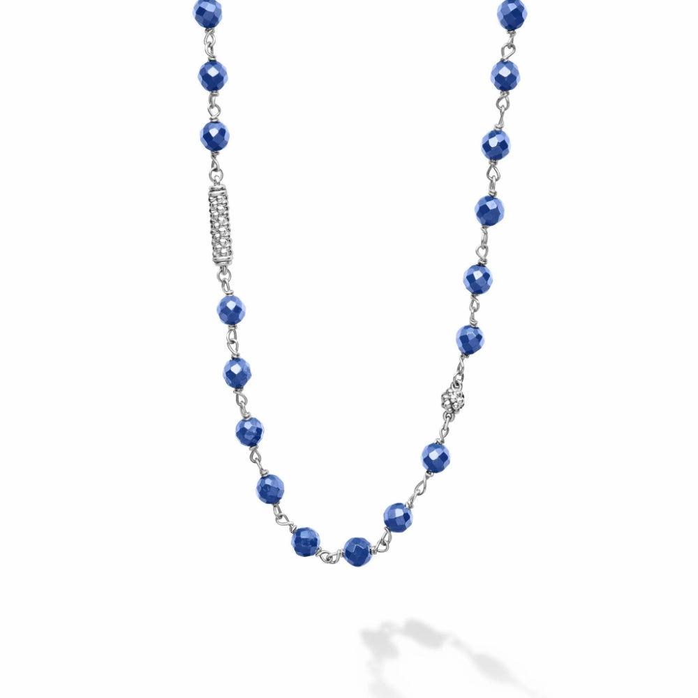 Lagos Caviar Icon Long Ultramarine Ceramic Beaded Necklace