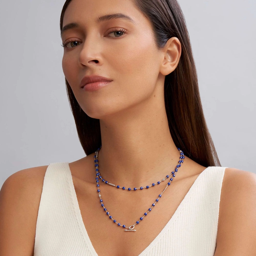 Lagos Caviar Icon Long Ultramarine Ceramic Beaded Necklace