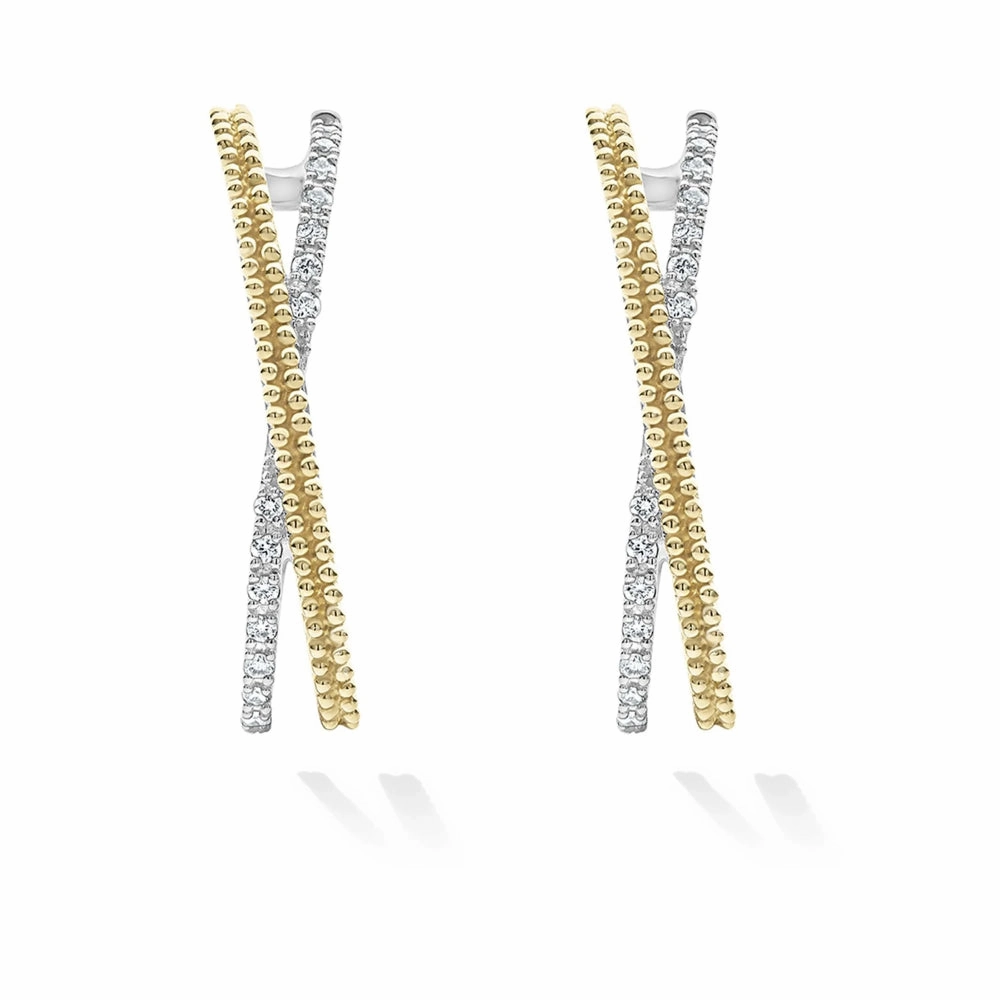 Lagos Caviar Lux Thin X Diamond Hoop Earrings