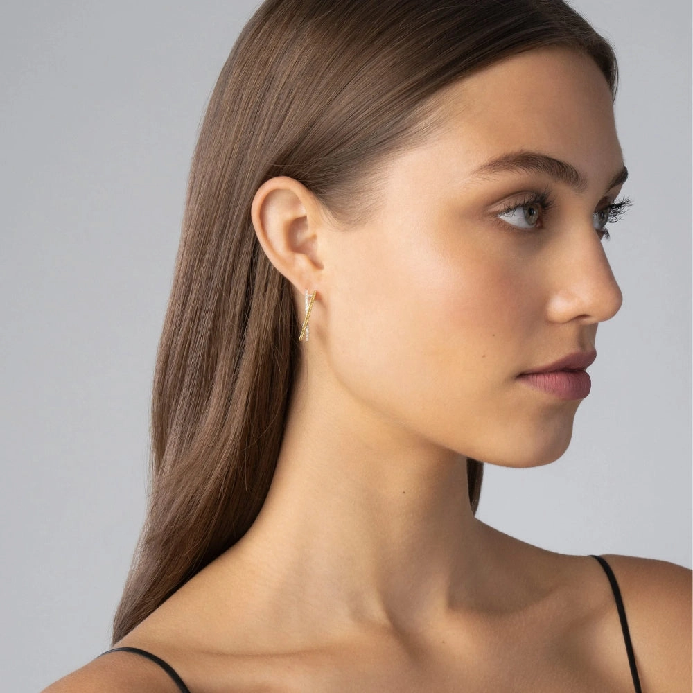 Lagos Caviar Lux Thin X Diamond Hoop Earrings