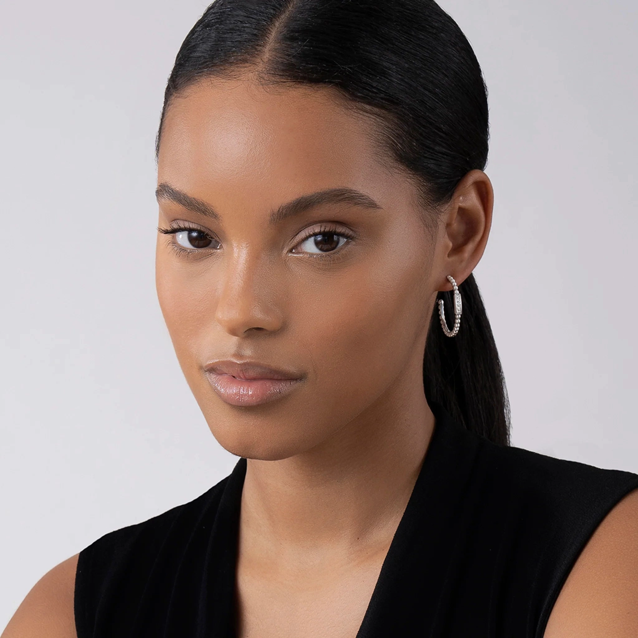 Lagos Caviar Spark Diamond Hoop Earrings