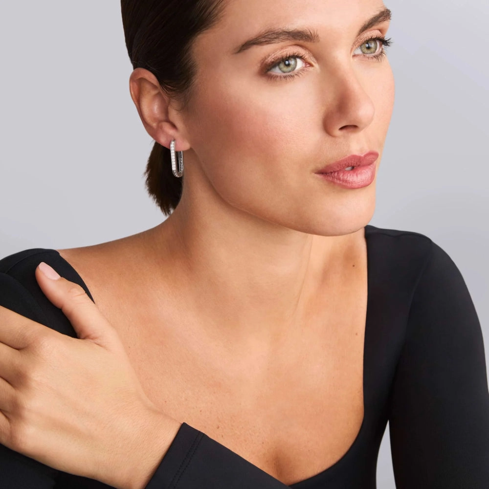 Lagos Caviar Spark Linear Diamond Hoop Earrings