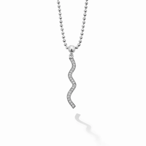 Lagos Caviar Spark Wave Diamond Pendant Necklace