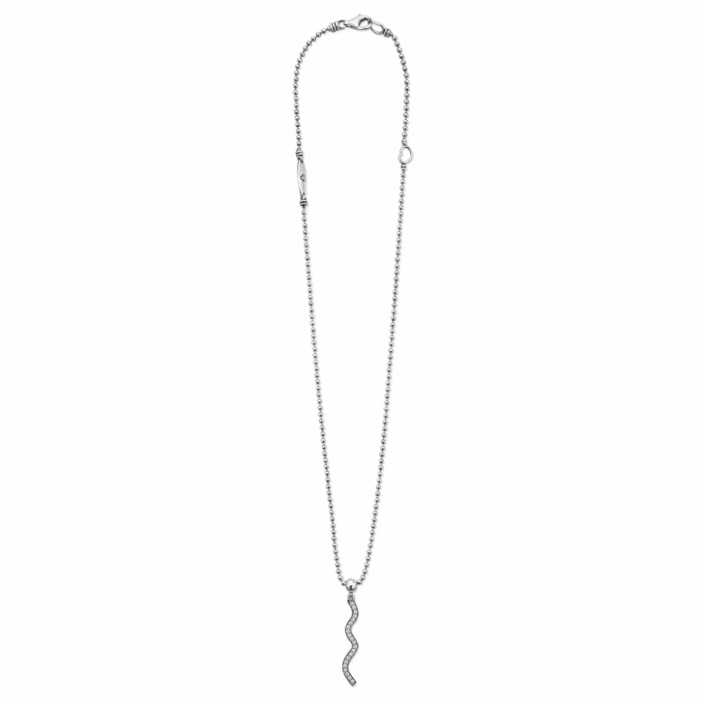 Lagos Caviar Spark Wave Diamond Pendant Necklace