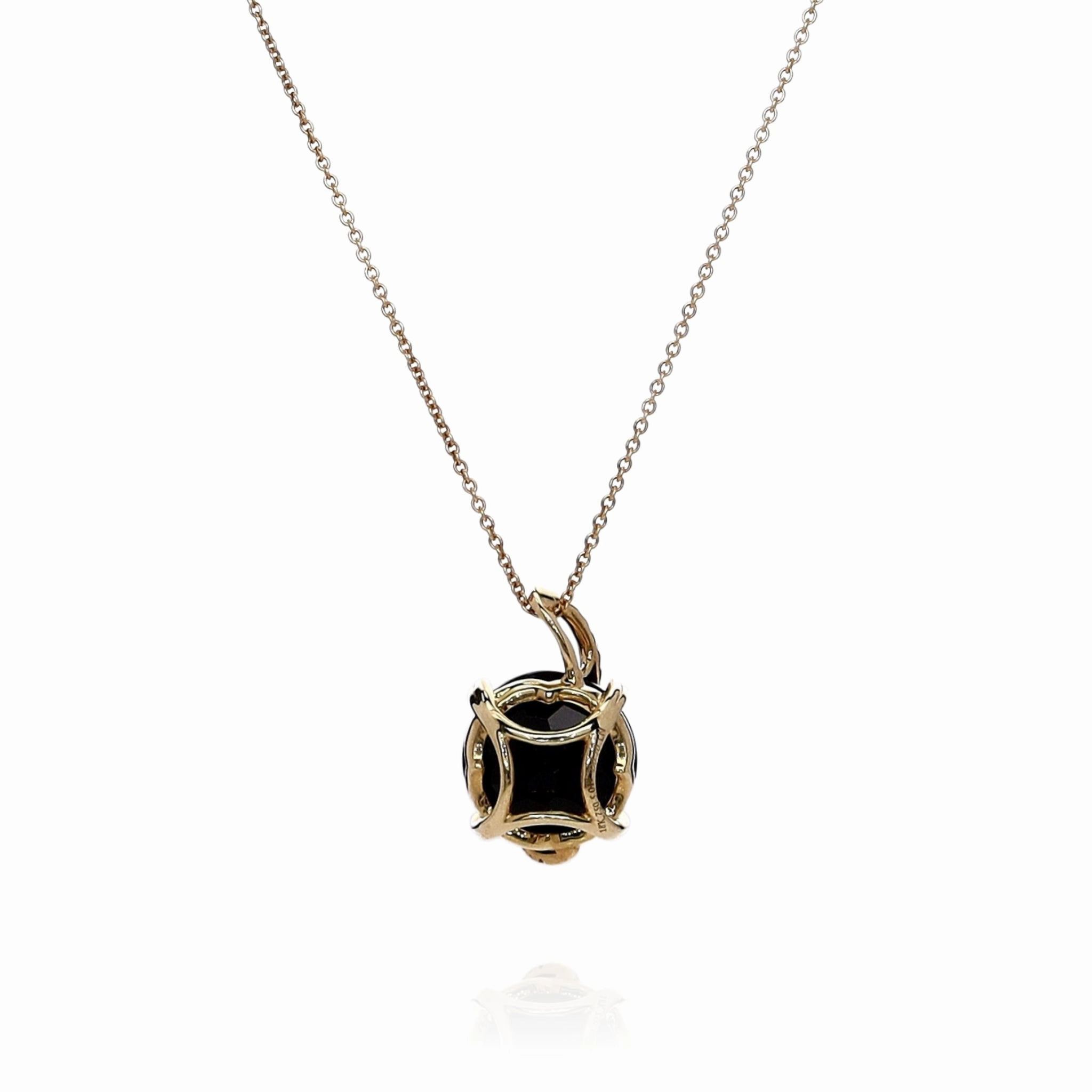 Lisa Nik 18k Yellow Gold Round Onyx and Diamond Pendant Necklace