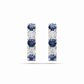 Martin Flyer 14k Diamond & Sapphire Hoop Earrings