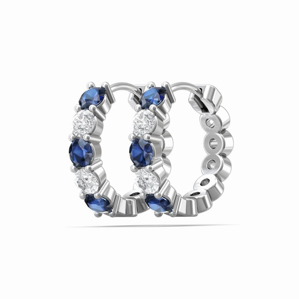 Martin Flyer 14k Diamond & Sapphire Hoop Earrings