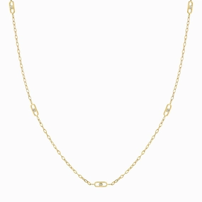 Michael M 14k Yellow Gold Link Stations 24" Diamond Necklace