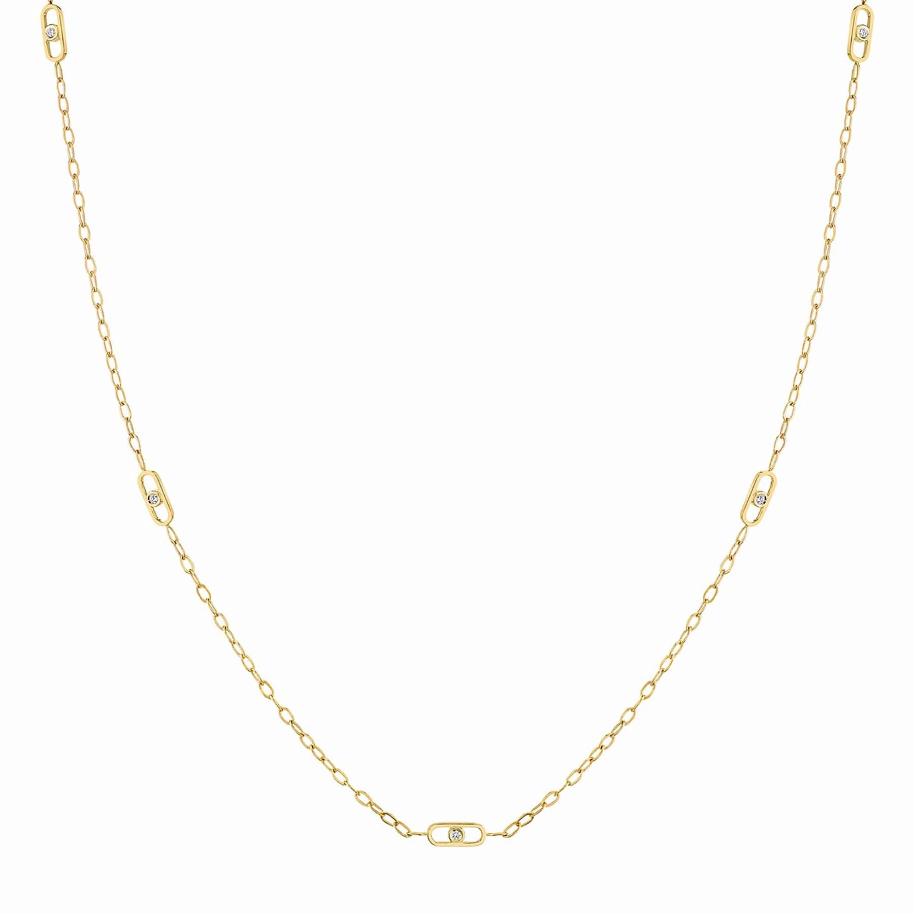 Michael M 14k Yellow Gold Link Stations 24" Diamond Necklace
