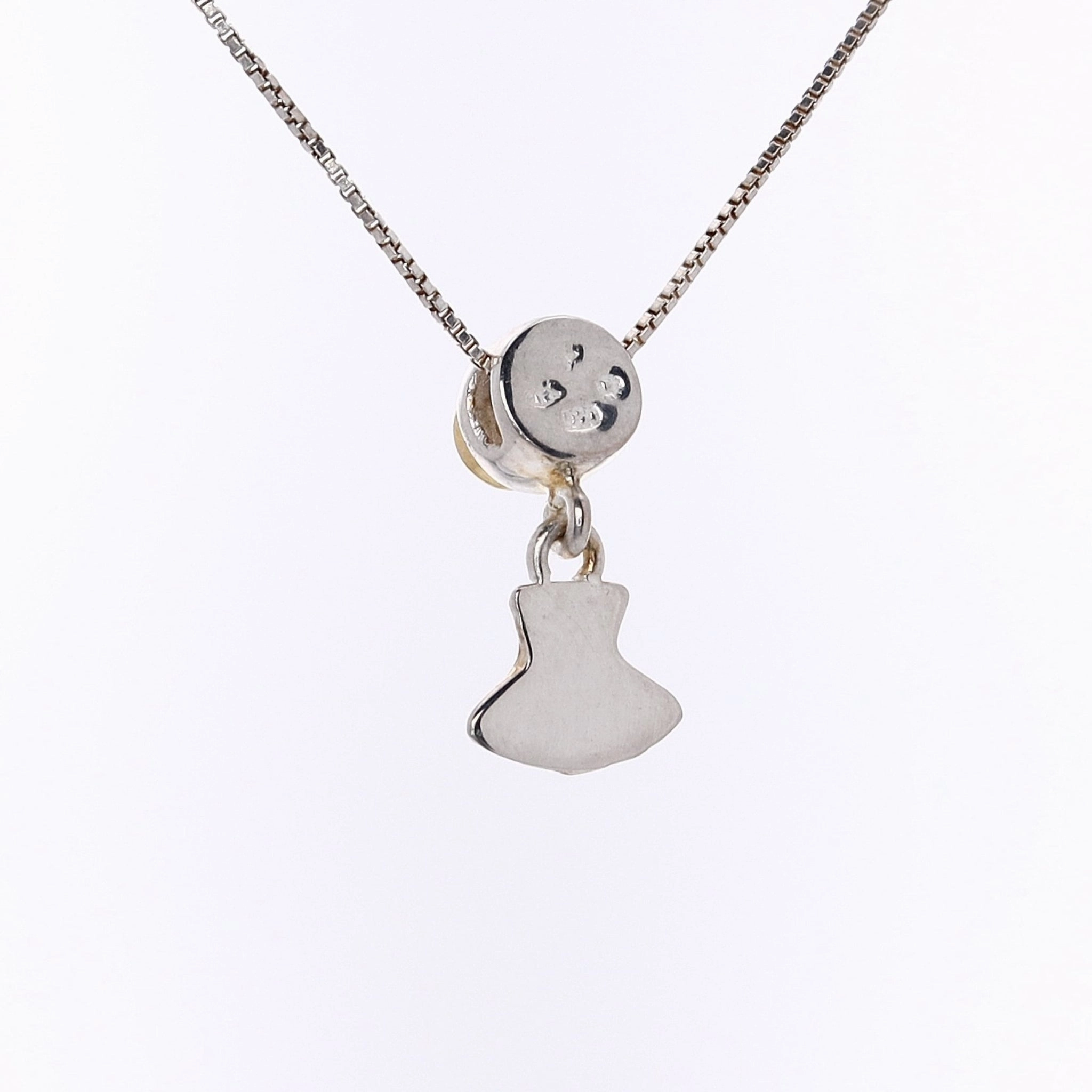 Michou Sterling Silver 22 Karat Yellow Gold Sliding Vermeil Seashell and Pearl Pendant Necklace