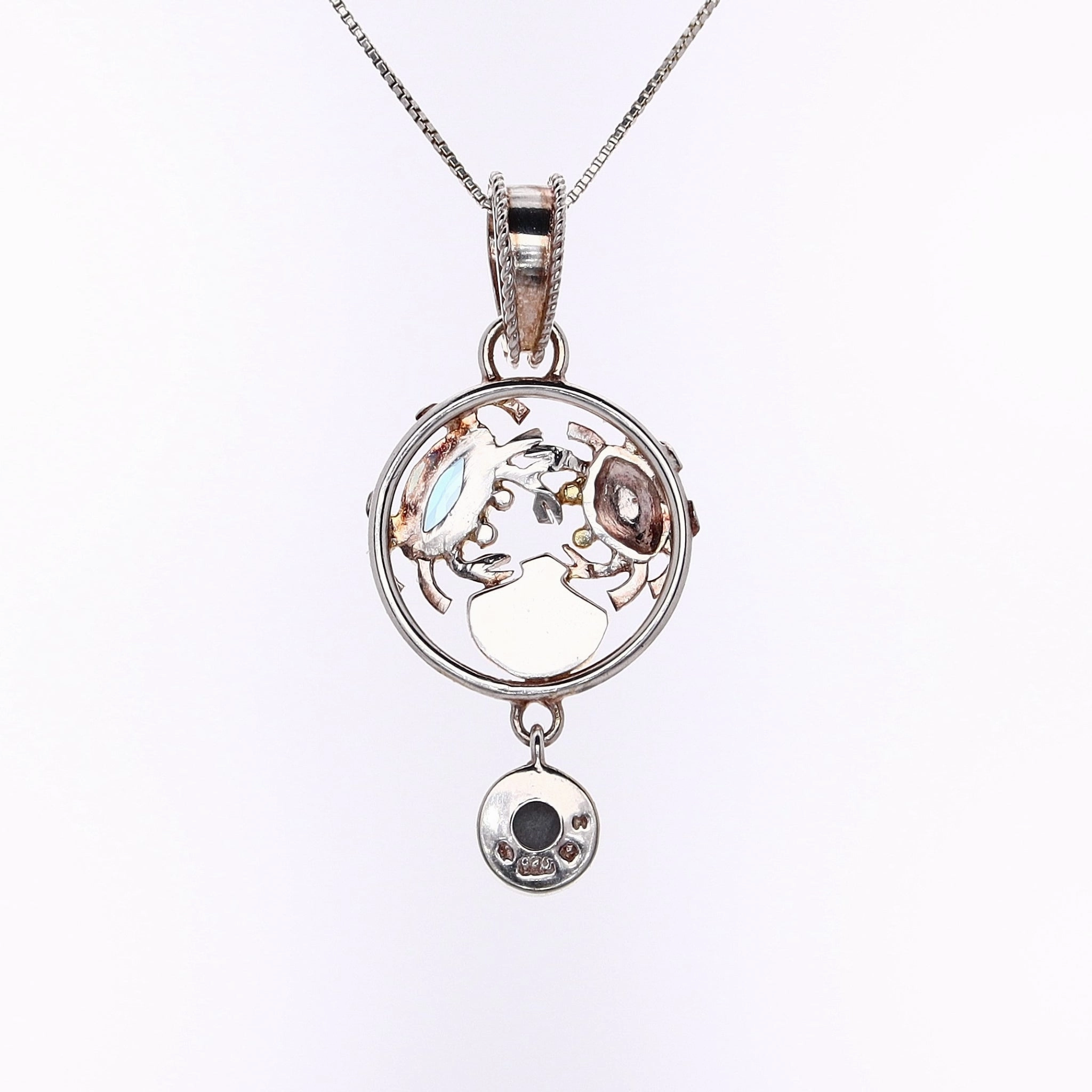 Michou Two-Tone Vermeil Topaz and Drusy Crab Pendant Necklace
