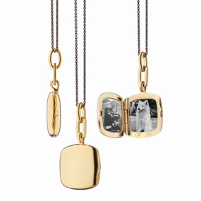 Monica Rich Kosann Slim "Viv" Locket Necklace with Black Steel Chain