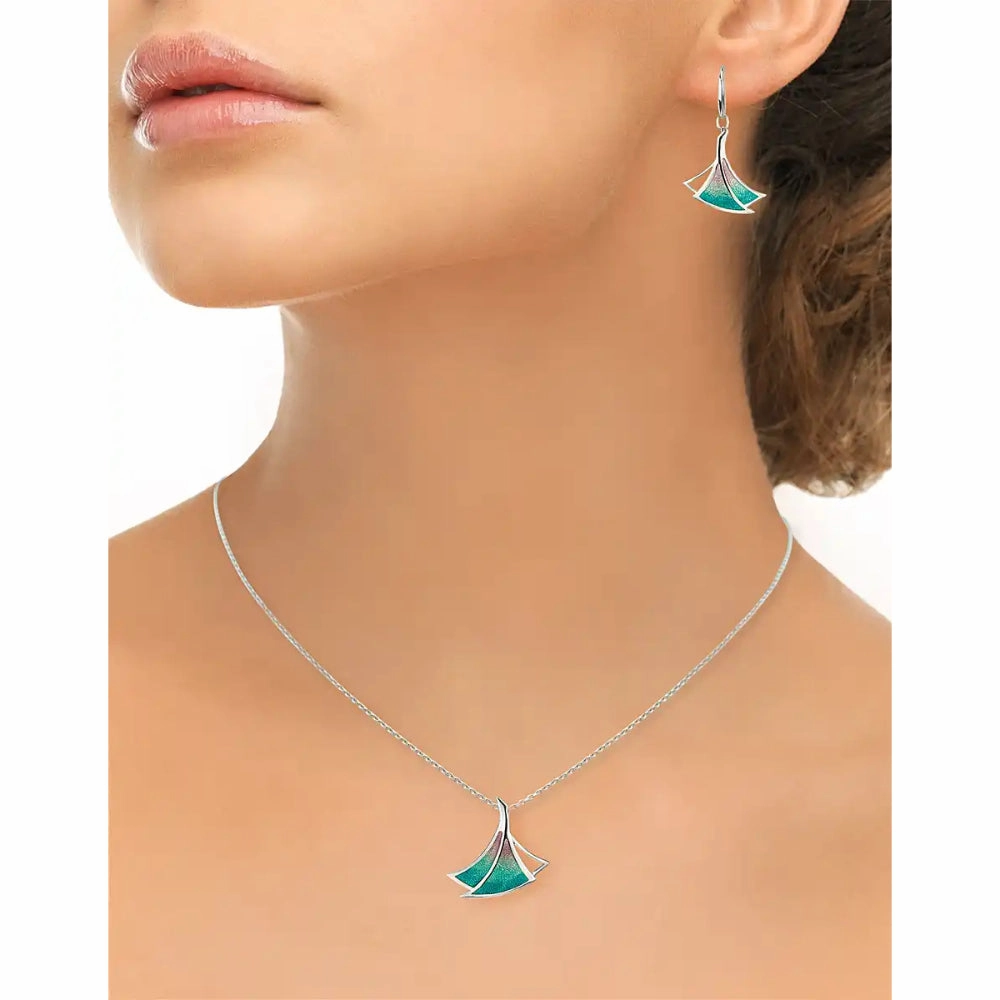 Nicole Barr Turquoise Watercolor Triangles Pendant