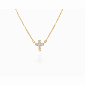 Rachel Reid 14k Mini Diamond Cross Necklace