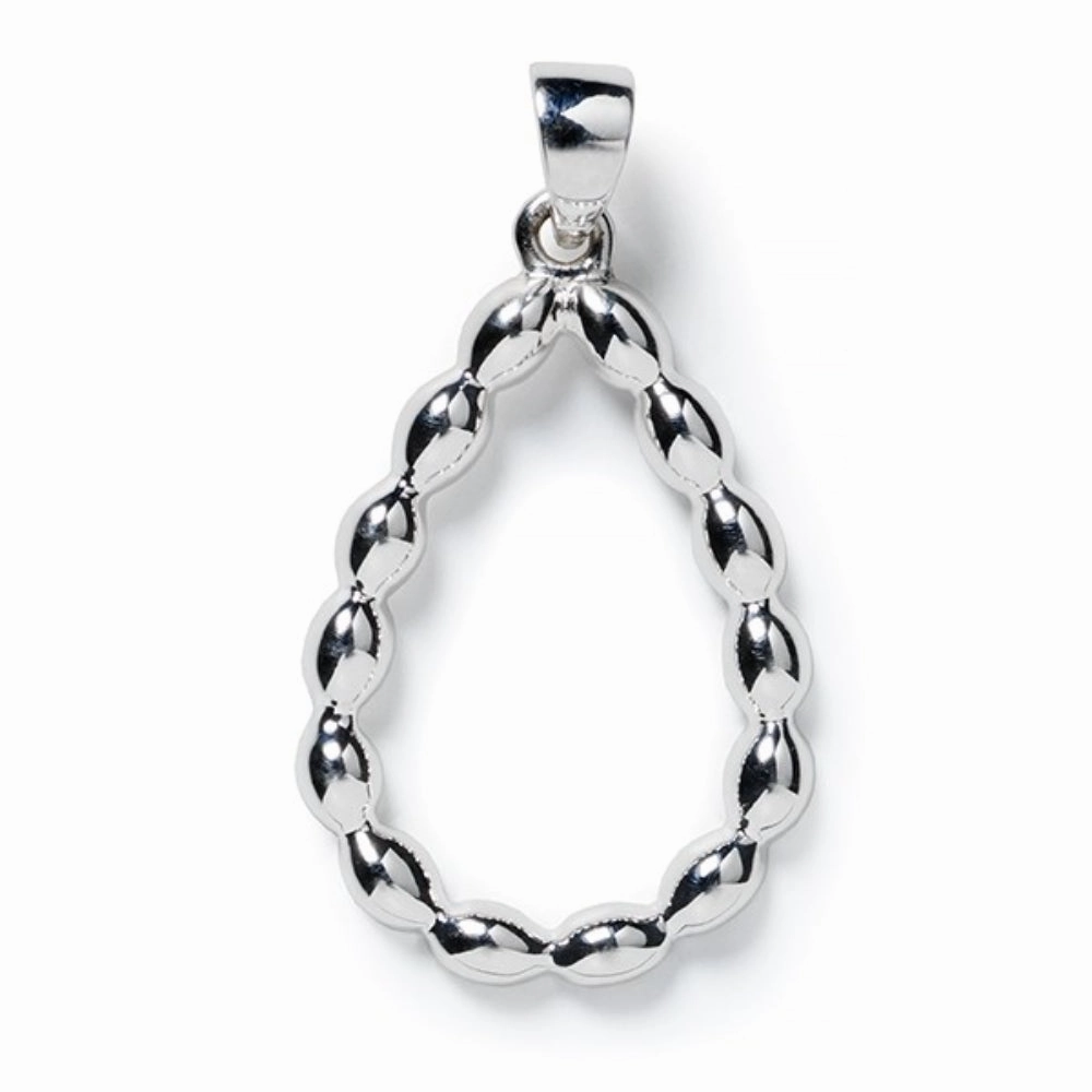 Silver Dewdrop Rice Bead Pendant Necklace, 18-20"