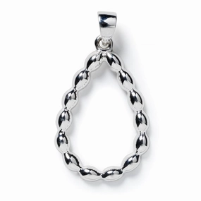 Silver Dewdrop Rice Bead Pendant Necklace, 18-20"