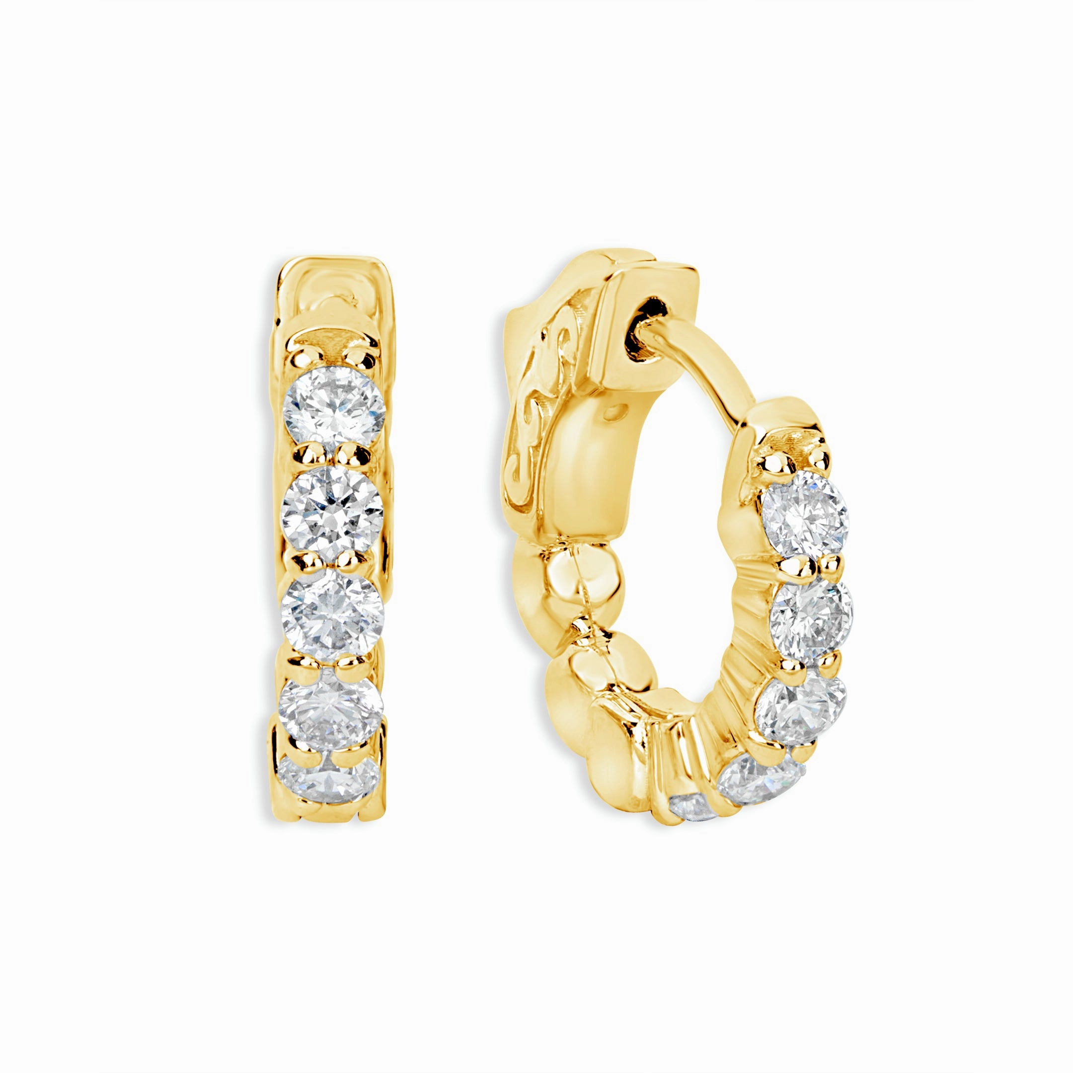 Smyth Diamond Classics 14k Gold Diamond Huggie Hoop Earrings