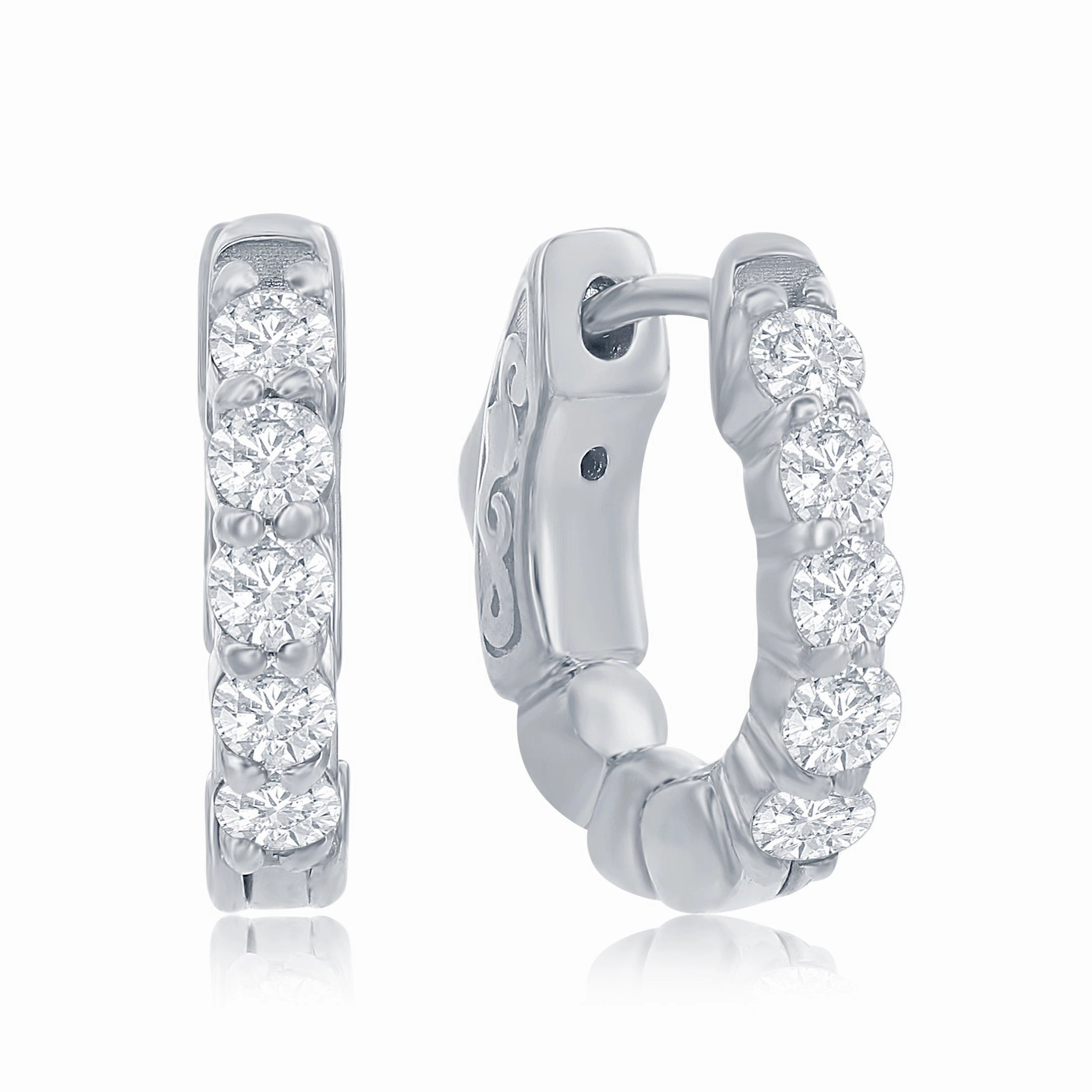 Smyth Diamond Classics 14k Gold Diamond Huggie Hoop Earrings