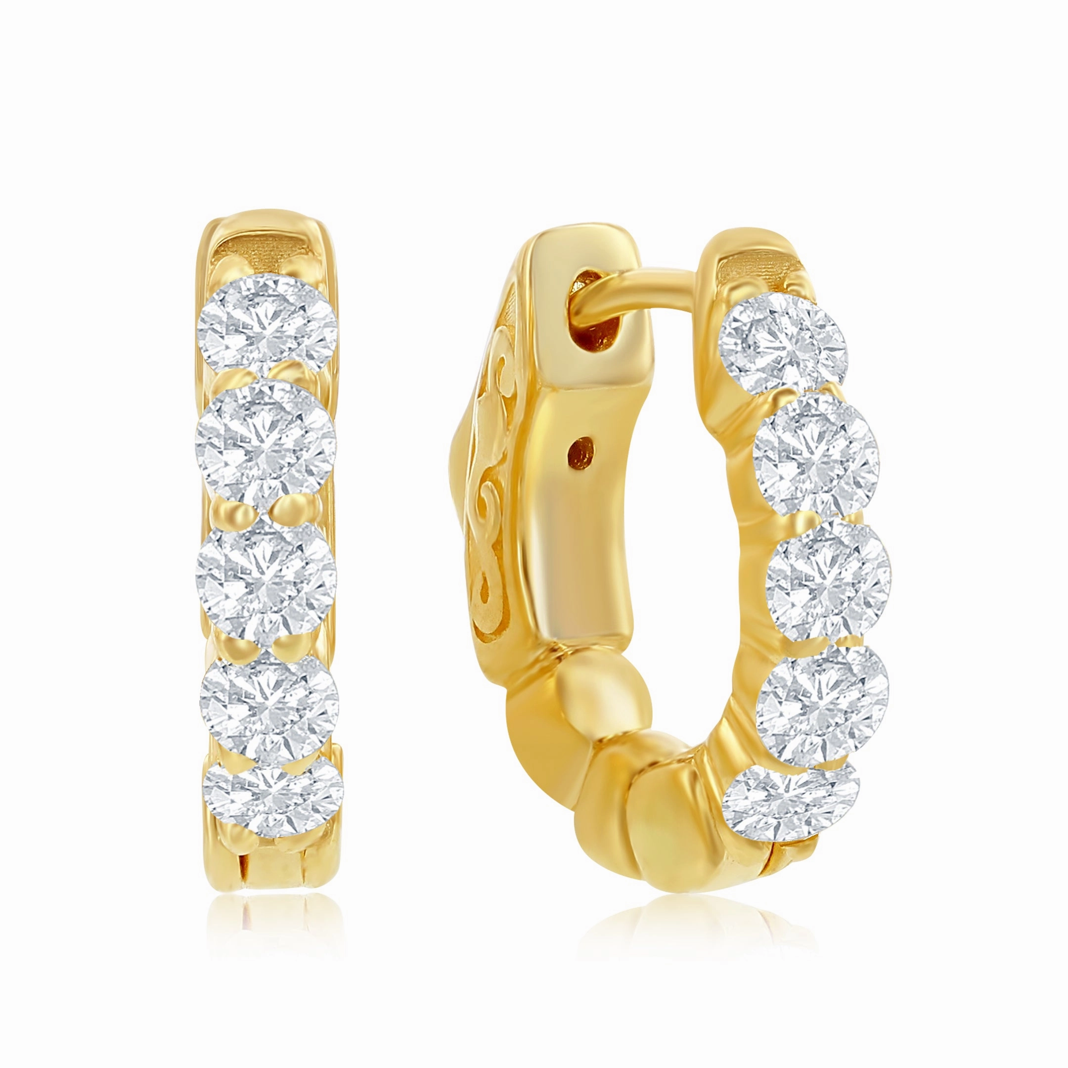 Smyth Diamond Classics 14k Gold Diamond Huggie Hoop Earrings