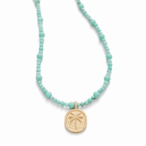 Spartina 17" Harmony Beaded Necklace - Turquoise/Palm Tree