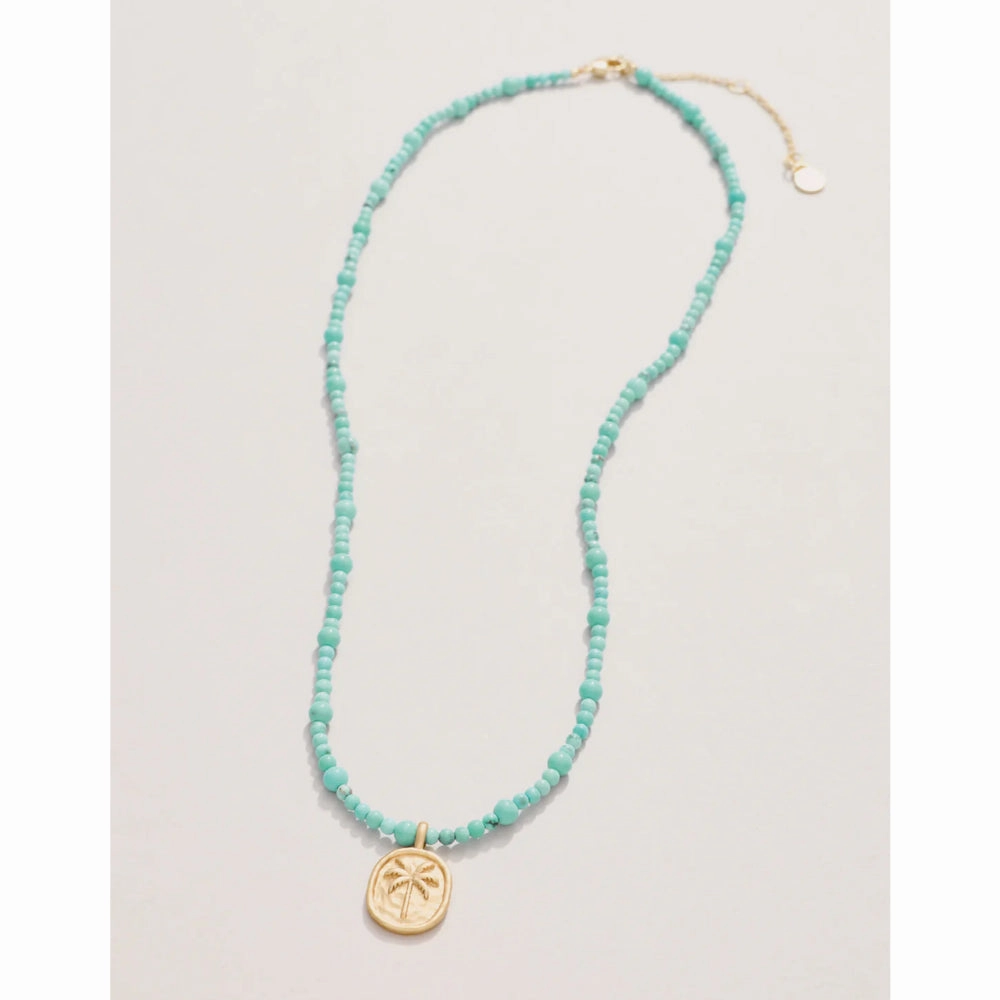 Spartina 17" Harmony Beaded Necklace - Turquoise/Palm Tree