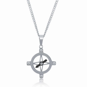 Stainless Steel Compass Pendent with Chain