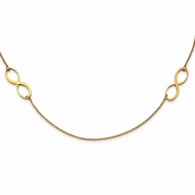 Stainless Steel Double Infinity Yellow IP-plated Polished Necklace