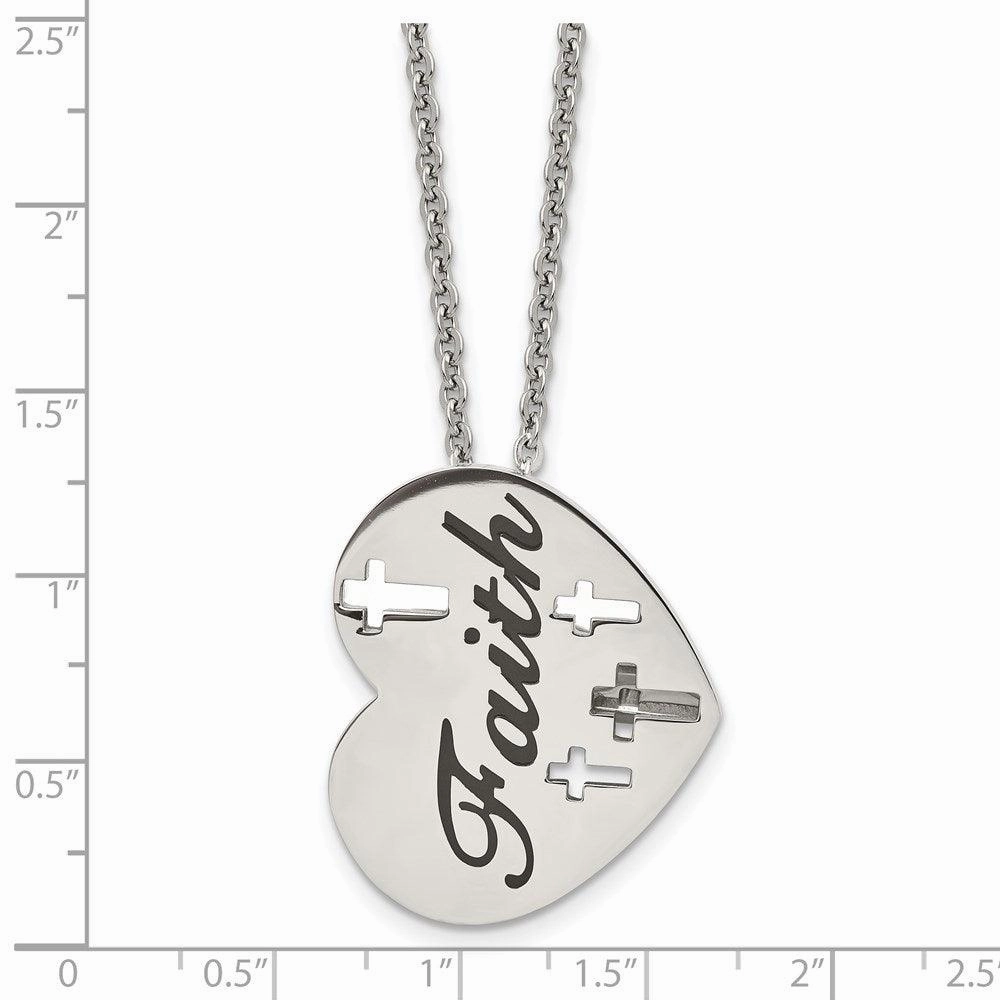 Stainless Steel Enameled Polished Heart Necklace