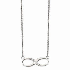 Stainless Steel Infinity Polished CZ Necklace