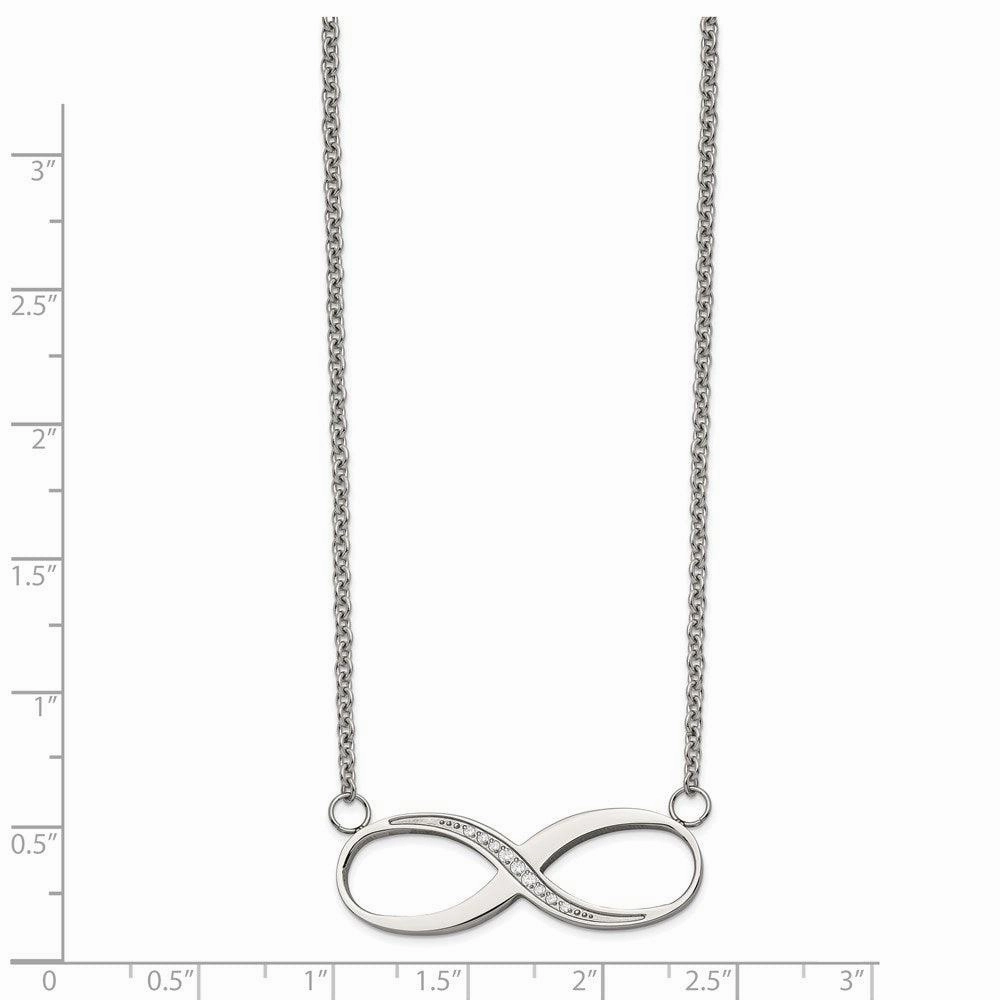 Stainless Steel Infinity Polished CZ Necklace