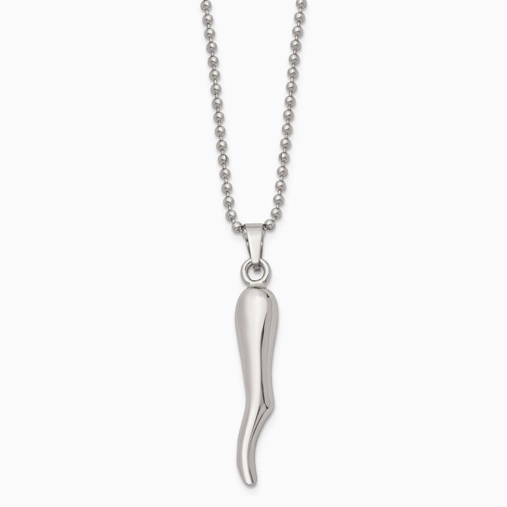 Stainless Steel Italian Horn Necklace
