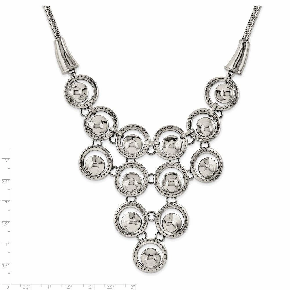 Stainless Steel Multi-circle Polished with 2in ext. Necklace