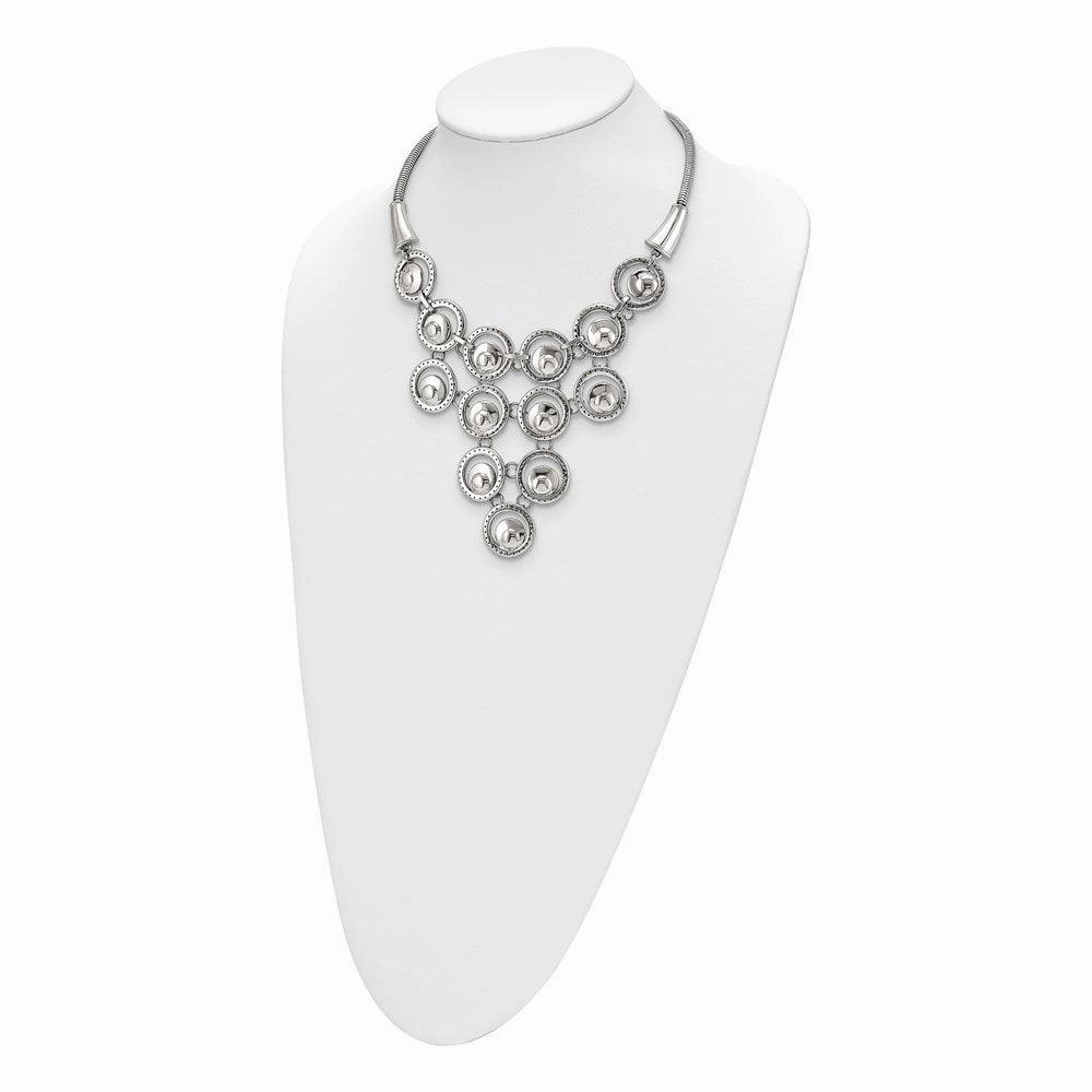 Stainless Steel Multi-circle Polished with 2in ext. Necklace