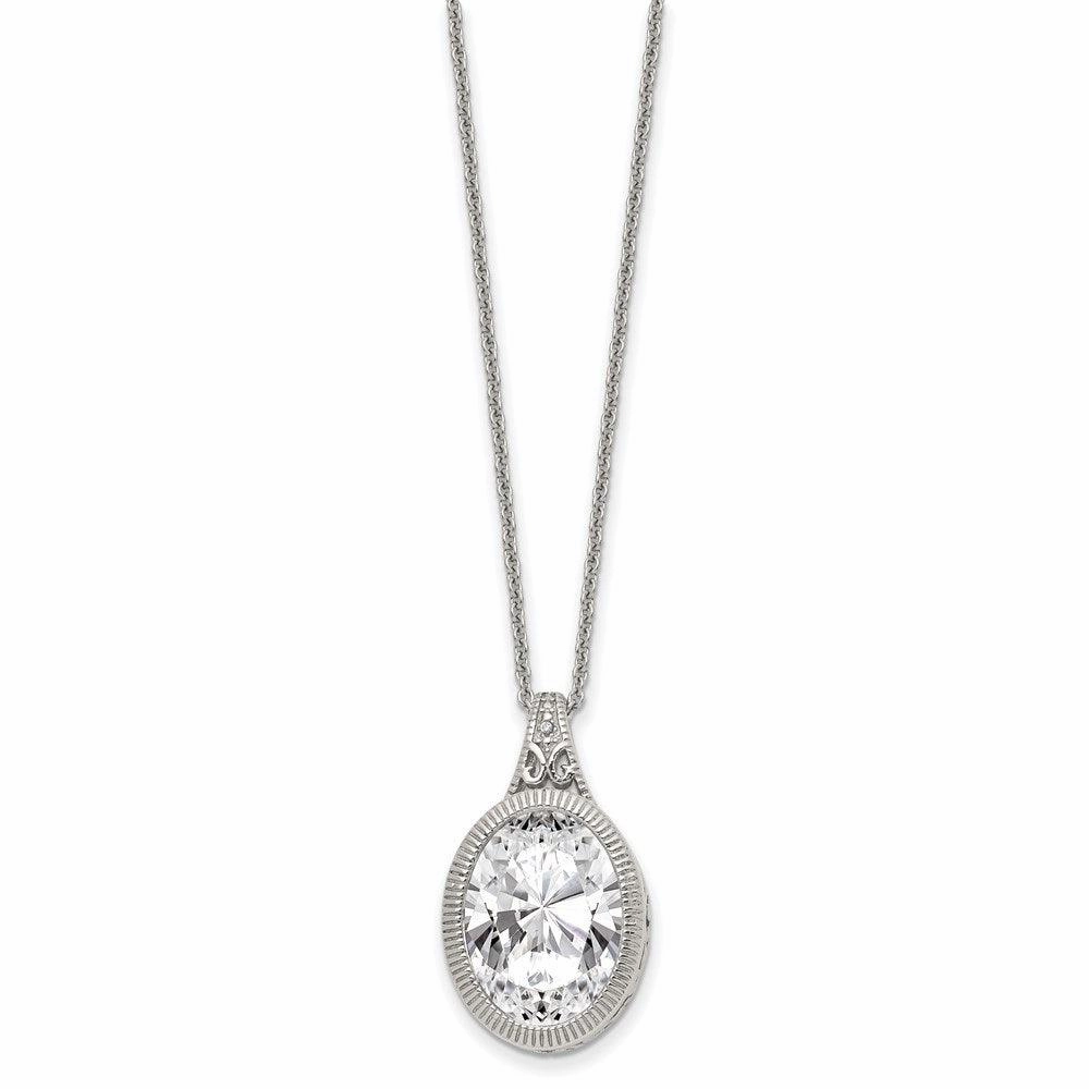 Stainless Steel Oval Crystal Necklace