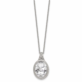 Stainless Steel Oval Crystal Necklace