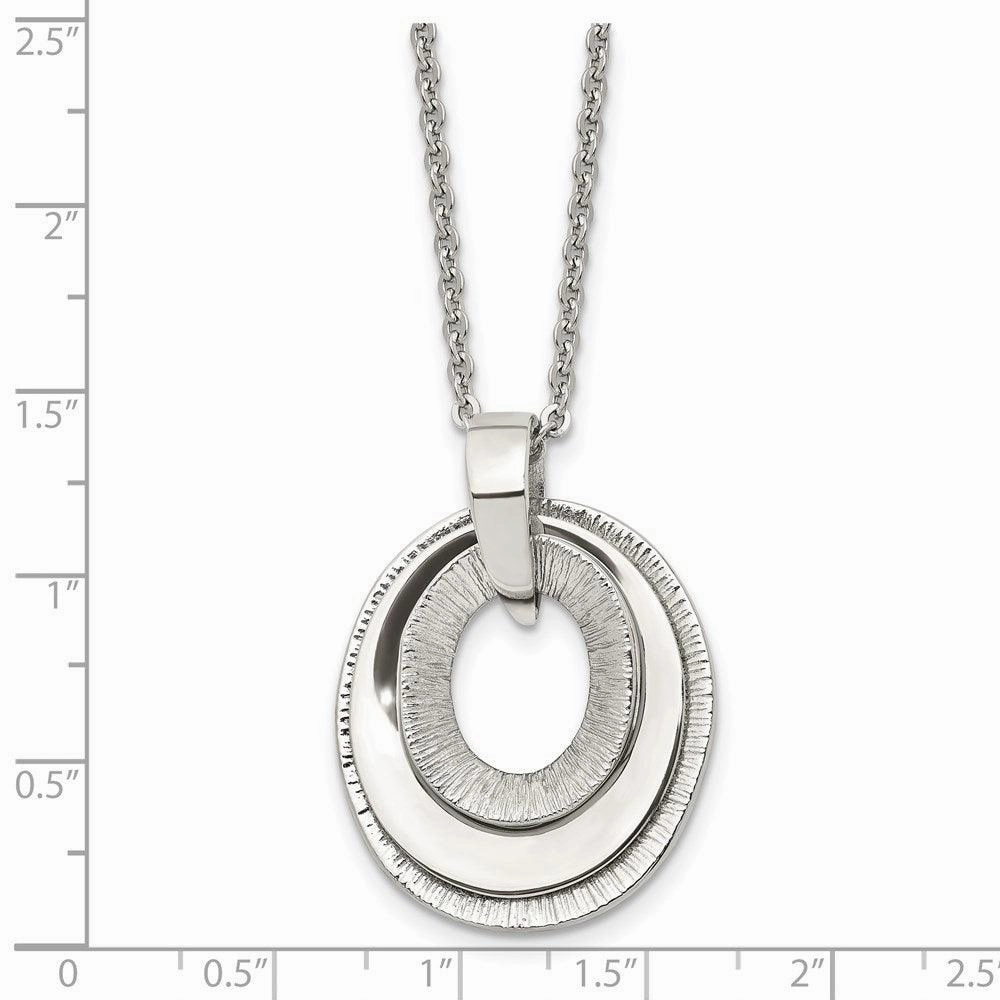 Stainless Steel Oval Three Piece Polished Pendant Necklace