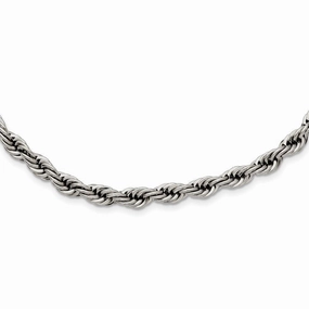 Stainless Steel Polished 6mm Rope Necklace