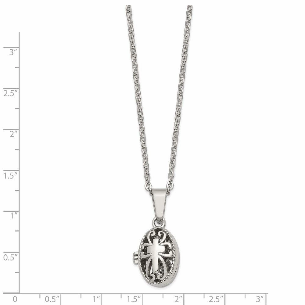 Stainless Steel Polished and Antiqued Oval Magnetic Necklace