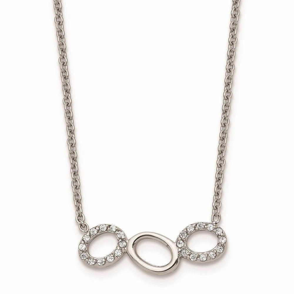 Stainless Steel Polished CZ Necklace