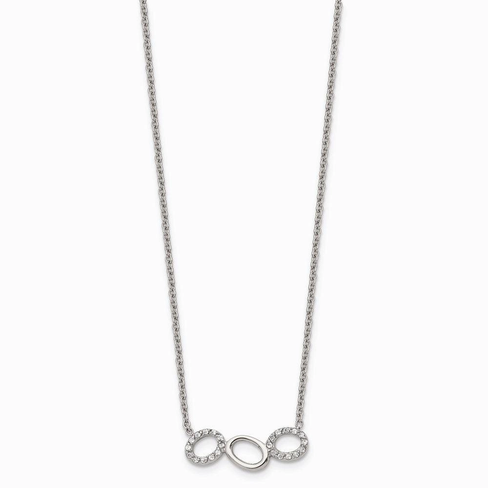 Stainless Steel Polished CZ Necklace