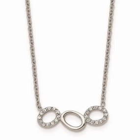 Stainless Steel Polished CZ Necklace