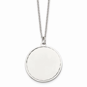 Stainless Steel Polished Engraveable Round Disc w/2in. Ext. Necklace