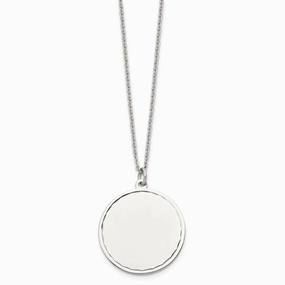 Stainless Steel Polished Engraveable Round Disc w/2in. Ext. Necklace