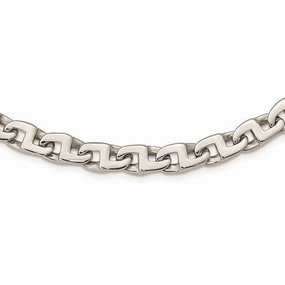 Stainless Steel Polished Fancy Squares Link Necklace