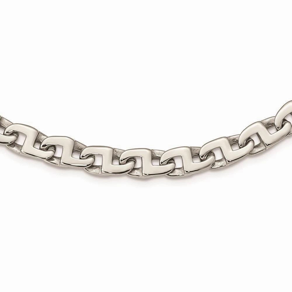 Stainless Steel Polished Fancy Squares Link Necklace