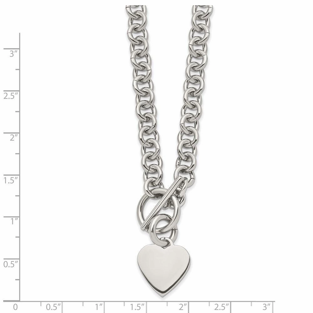 Stainless Steel Polished Heart Toggle Necklace