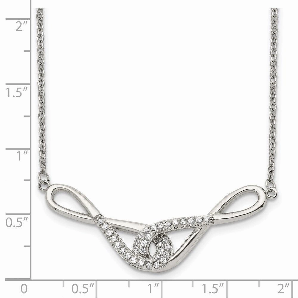 Stainless Steel Polished Infinity Symbols with CZs Necklace